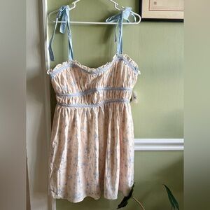 Altar’d State NWT blue and cream floral mini dress XL